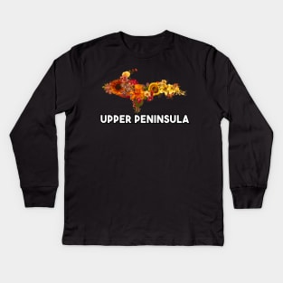 Floral Upper Peninsula Logo Kids Long Sleeve T-Shirt